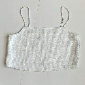 Abercrombie & Fitch White Sequin Crop Cami (M)